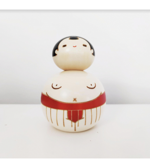 Kokeshi Luchador de sumo en rojo.