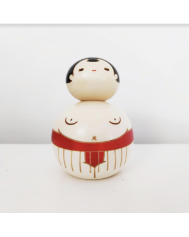 Kokeshi Luchador de sumo en rojo.