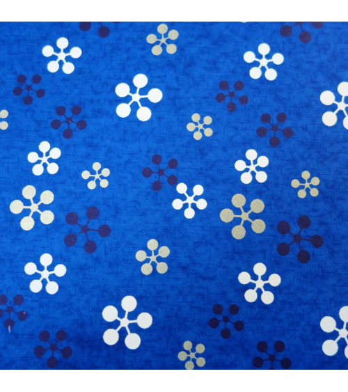 Papel japonés chiyogami gráfico flores de ciruelo sobre azul oscuro