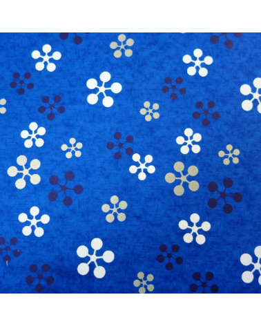 Papel japonés chiyogami gráfico flores de ciruelo sobre azul oscuro