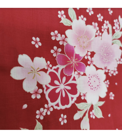 Jinbei japonés de mujer rojo con flores