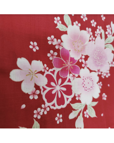 Jinbei japonés de mujer rojo con flores