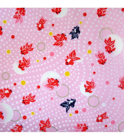Papel japonés chiyogami carpas sobre fondo rosa perlado