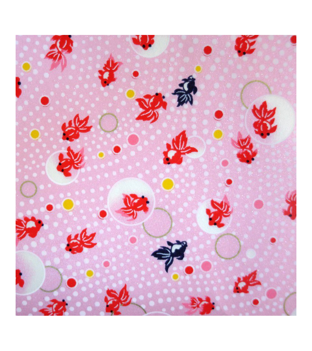 Papel japonés chiyogami carpas sobre fondo rosa perlado