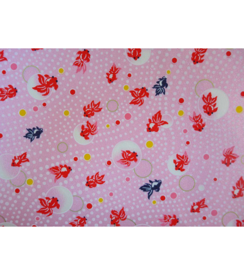Papel japonés chiyogami carpas sobre fondo rosa perlado