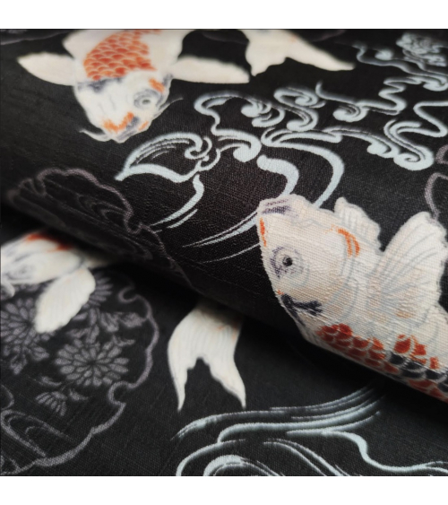 Japanese dobby "Koi yto yuki" in black.