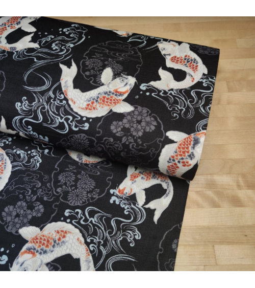Japanese dobby "Koi yto yuki" in black.