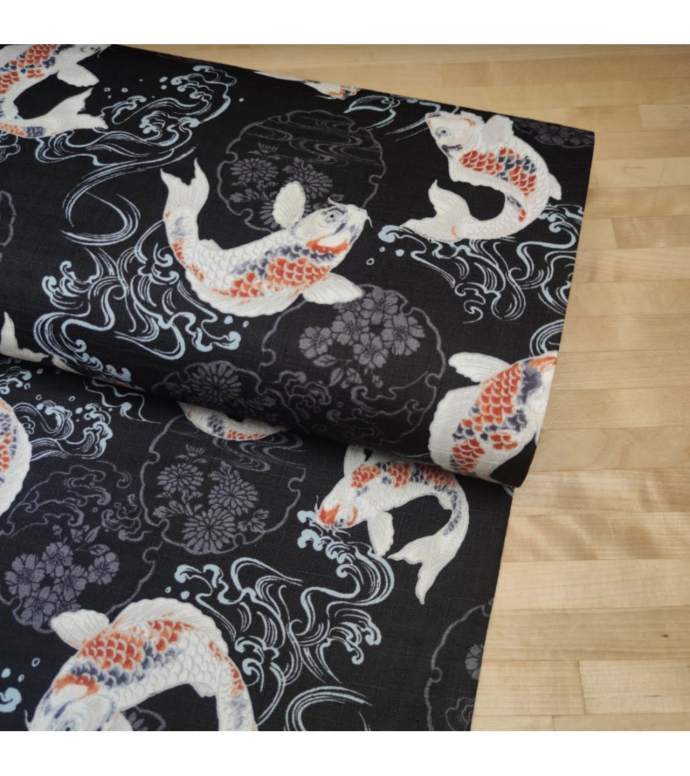 Japanese dobby "Koi yto yuki" in black.