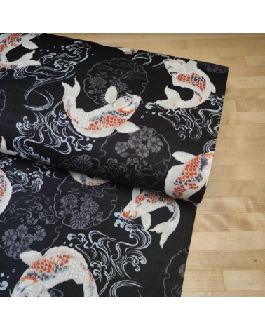 Japanese dobby "Koi yto yuki" in black.