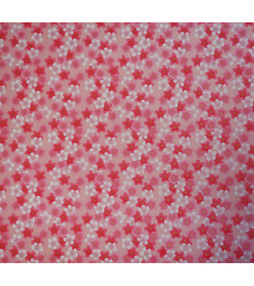 Papel japonés chiyogami sakuras en rosa sobre fondo rosa