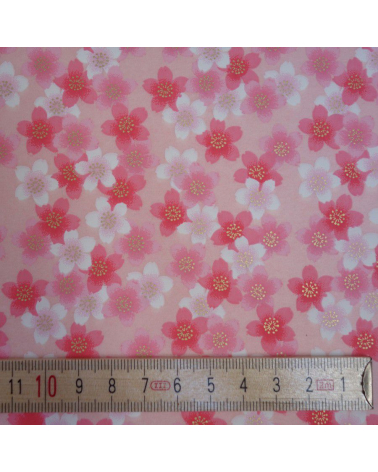 Papel japonés chiyogami sakuras en rosa sobre fondo rosa