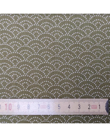 Japanese fabric 'Seigaiha' with beige dots on green