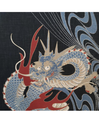 Panel Mural "Dragón" en azul índigo rústico.