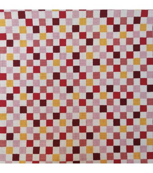 Japanese cotton dobby fabric "Ichimatsu" in warm colours.