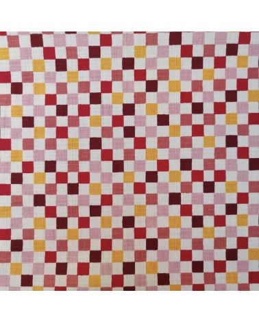 Japanese cotton dobby fabric "Ichimatsu" in warm colours.