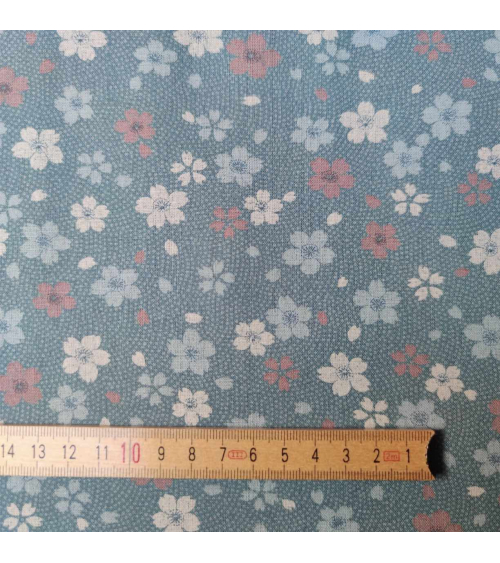 Tela japonesa Sakura to Samekomon azul