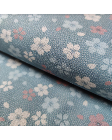Tela japonesa Sakura to Samekomon azul