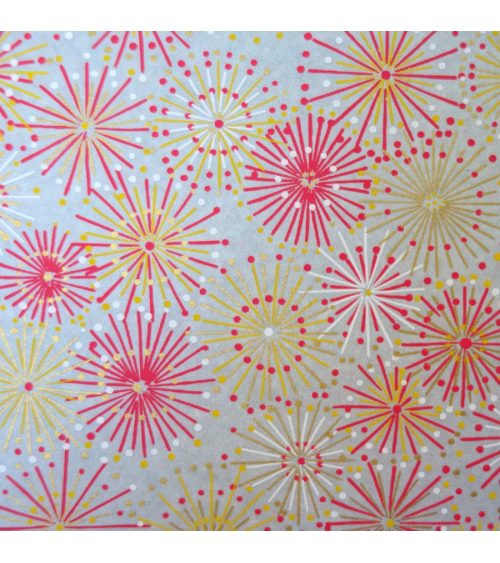 Papel japonés chiyogami fuegos artificiales sobre gris azulado