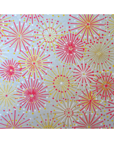 Papel japonés chiyogami fuegos artificiales sobre gris azulado