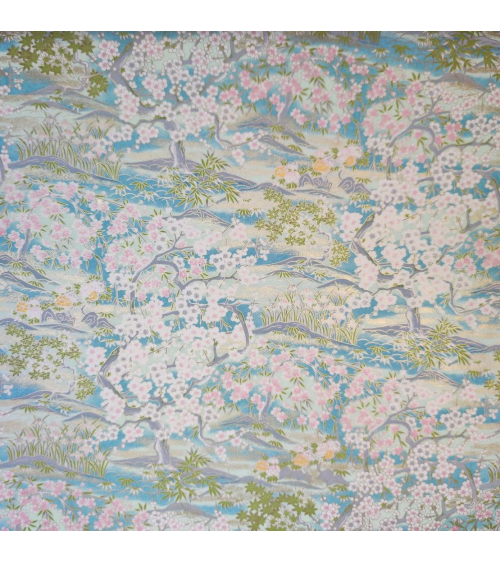 Chiyogami paper 'Spring landscape' in blue