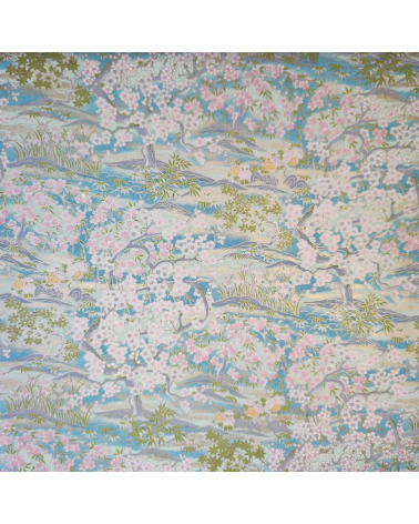 Papel Chiyogami Paisaje de Primavera en azules