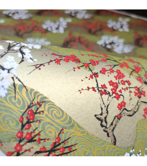 Papel Chiyogami Ume y Sakura en dorado