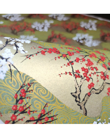 Papel Chiyogami Ume y Sakura en dorado