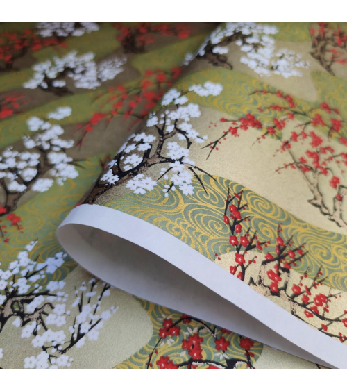 Papel Chiyogami Ume y Sakura en dorado
