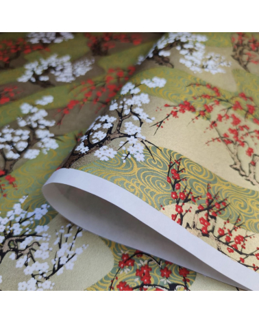 Papel Chiyogami Ume y Sakura en dorado