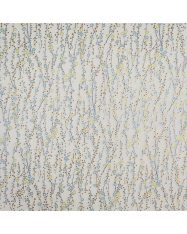 Chiyogami japonés de flores amarillo y mint sobre vainilla