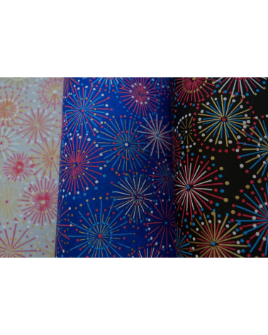 Papel japonés chiyogami fuegos artificiales sobre gris azulado