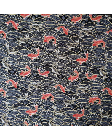 Japanese fabric 'Koifish and seigaiha' in black.