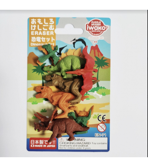 Blister gomas de borrar japonesas IWAKO dinosaurios
