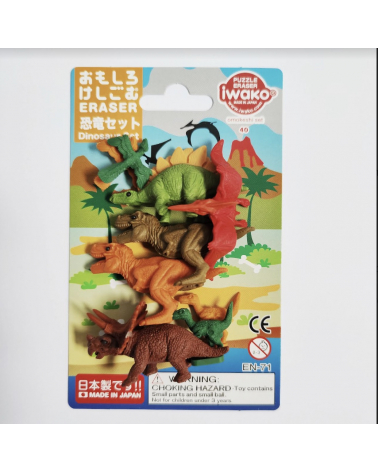 Blister gomas de borrar japonesas IWAKO dinosaurios