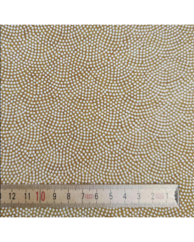 Japanese Chiyogami paper with dotted samekomon on a mustard yellow background.