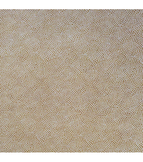 Japanese Chiyogami paper with dotted samekomon on a mustard yellow background.