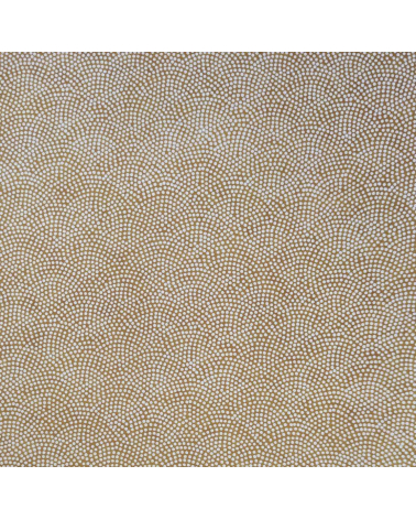 Japanese Chiyogami paper with dotted samekomon on a mustard yellow background.