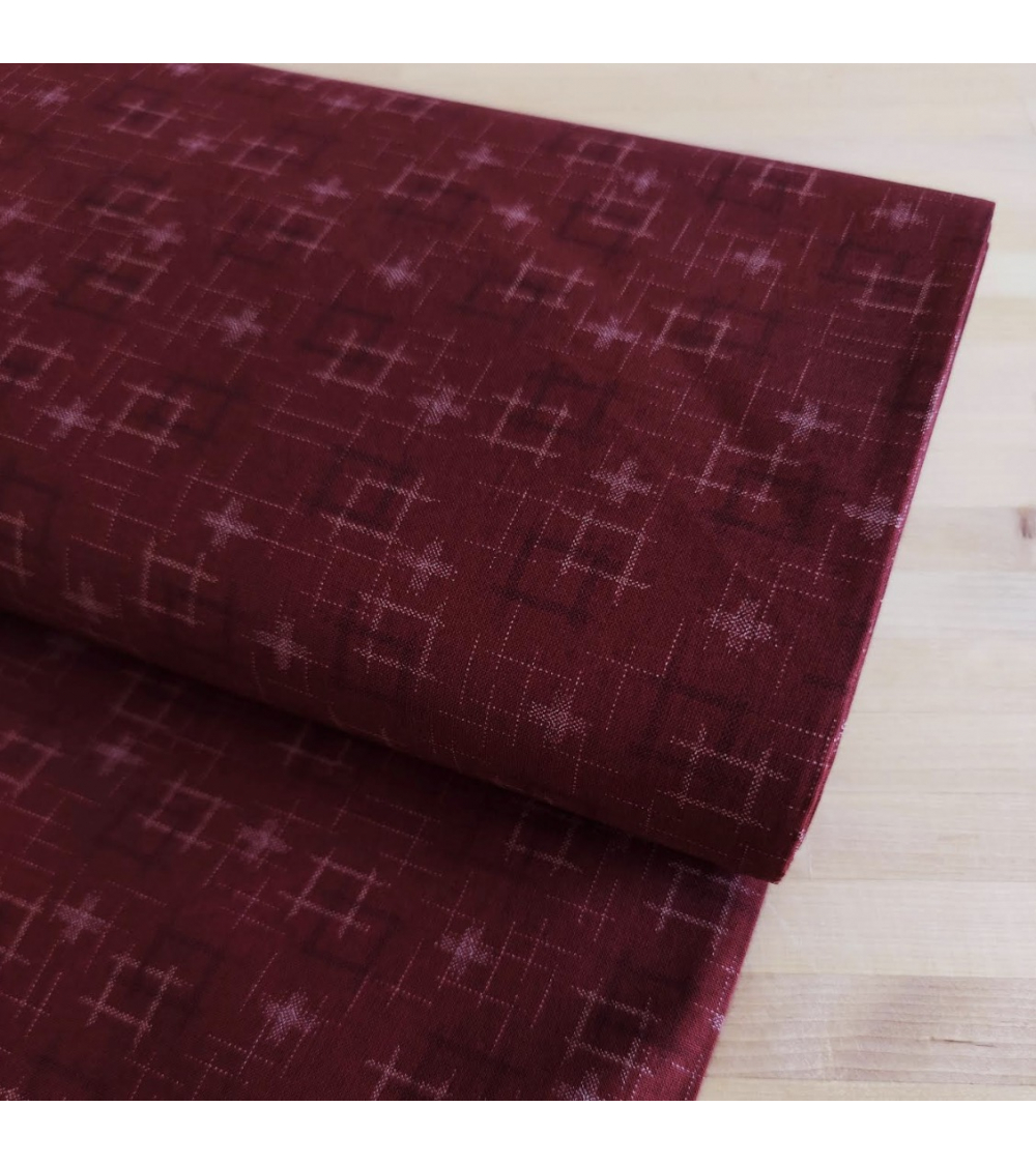 Japanese 100% cotton fabric "Igeta" (brocade) in burgundy