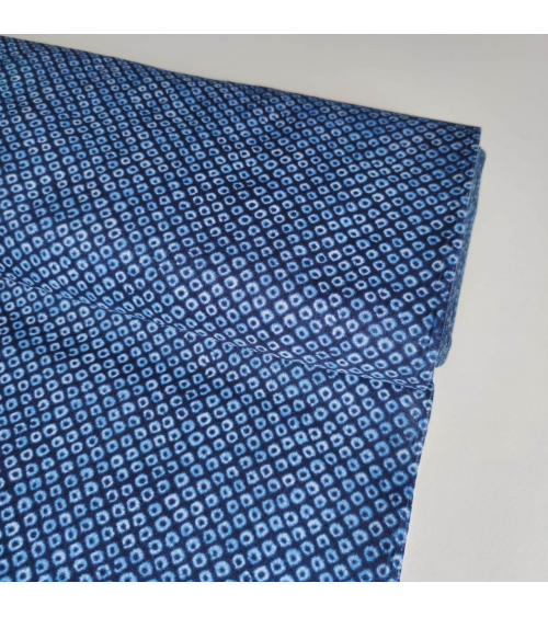Tejido japonés shibori kanoko azul índigo