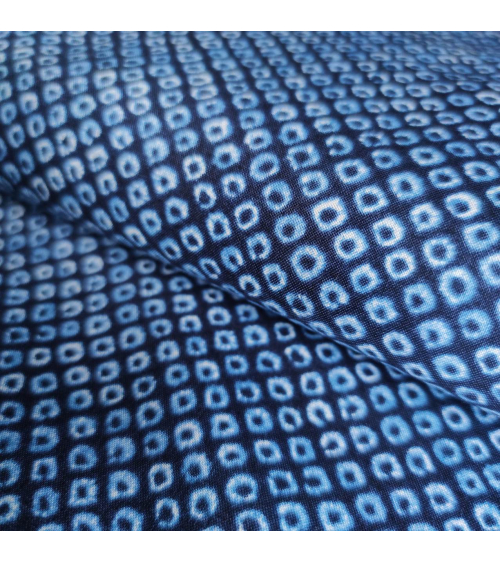 Tejido japonés shibori kanoko azul índigo