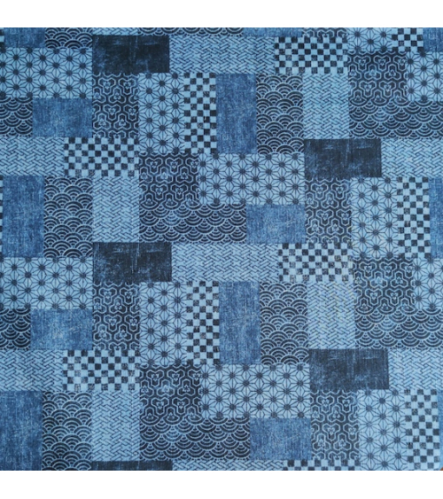 Tela de dobby japonés "wagara patchwork denim".