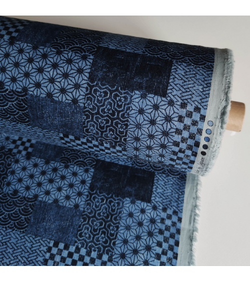 Tela de dobby japonés "wagara patchwork denim".