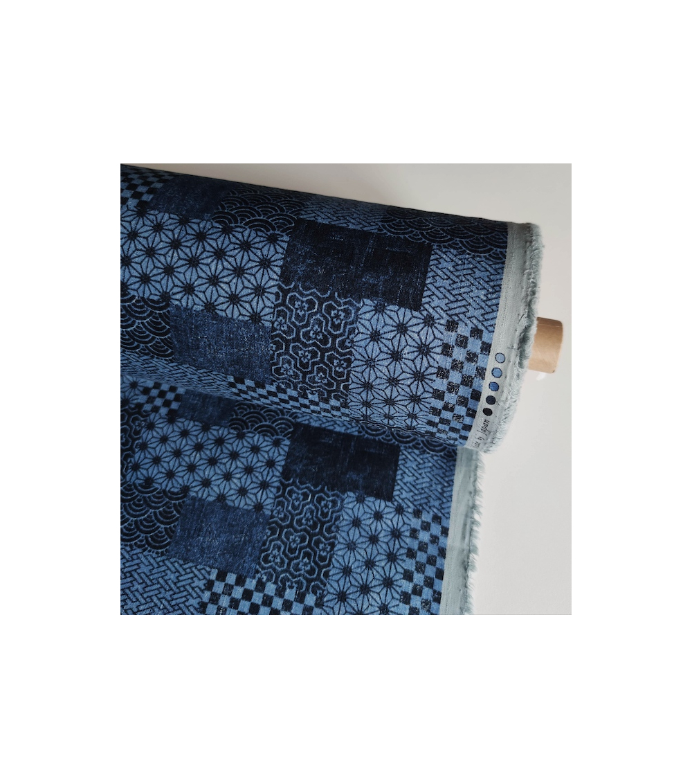 Tela de dobby japonés "wagara patchwork denim".