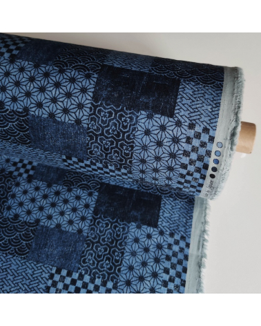 Tela de dobby japonés "wagara patchwork denim".