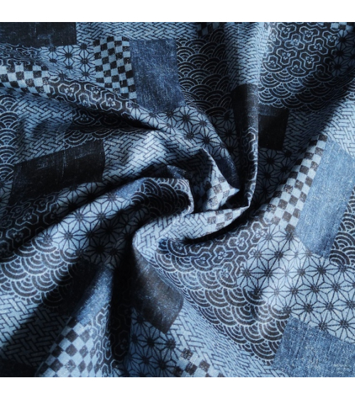 Tela de dobby japonés "wagara patchwork denim".