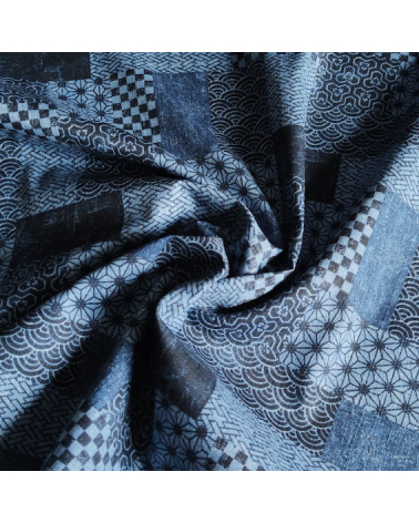 Tela de dobby japonés "wagara patchwork denim".