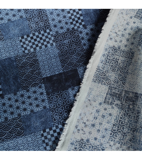 Tela de dobby japonés "wagara patchwork denim".