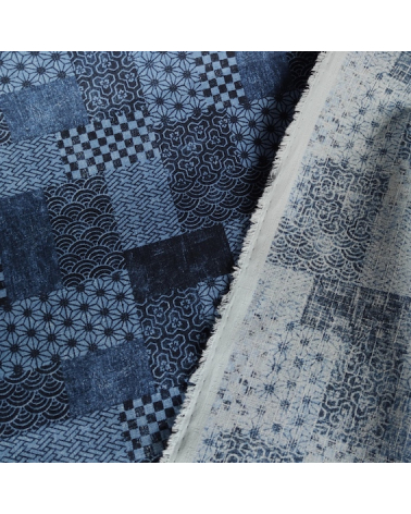 Tela de dobby japonés "wagara patchwork denim".