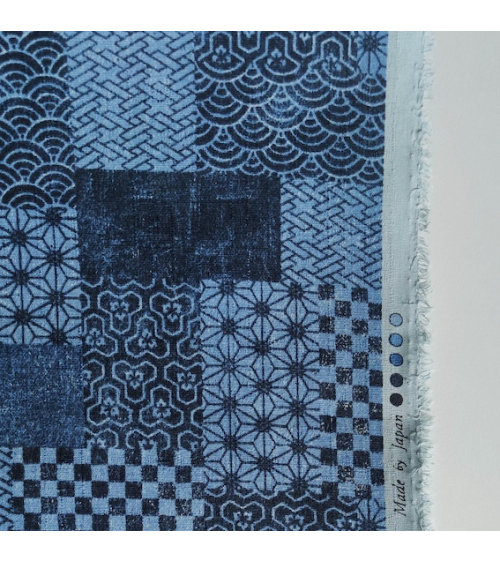 Tela de dobby japonés "wagara patchwork denim".