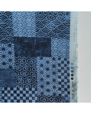 Tela de dobby japonés "wagara patchwork denim".